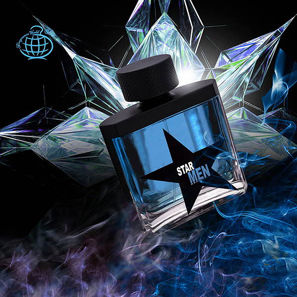 تبلیغات ادکلن فرگرانس ورد Star Men مردانه با طراحی فضایی و مایع آبی