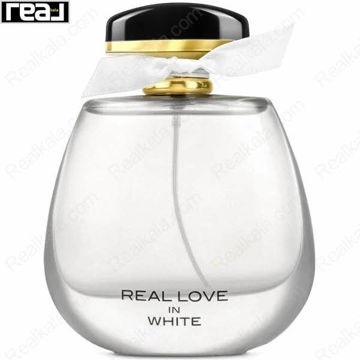 بطری ادکلن فرگرانس ورد Real Love In White زنانه با طراحی سفید و روبان سفید