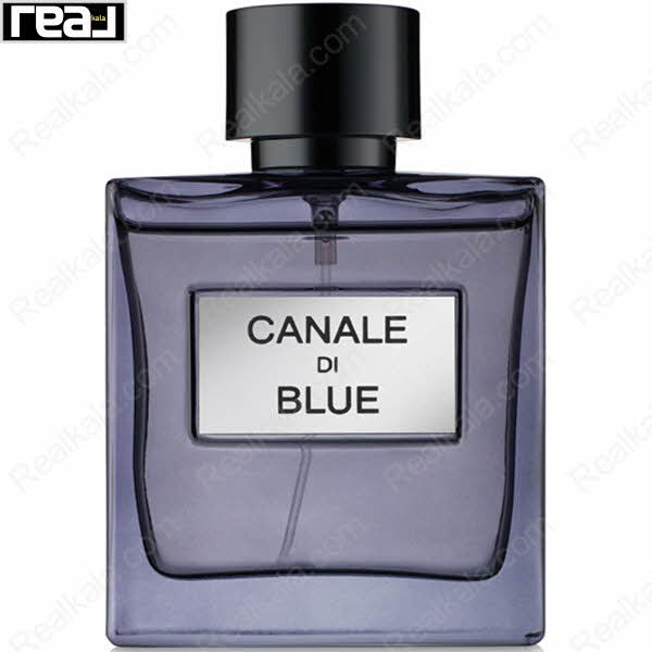 بطری آبی تیره ادکلن Canale Di Blue مردانه Fragrance World با طراحی مینیمال