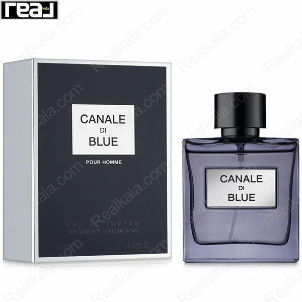بسته‌بندی آبی ادکلن Canale Di Blue مردانه Fragrance World همراه با بطری
