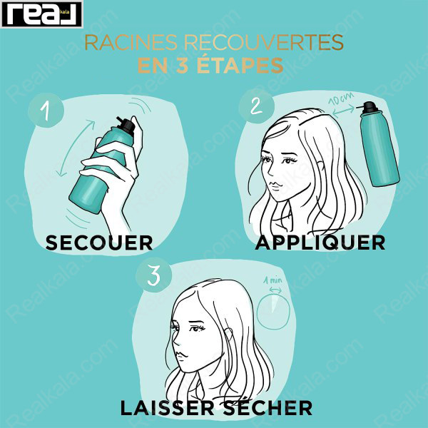 نحوه استفاده سه مرحله ای اسپری لورال Magic Retouch رنگ Dark Brown