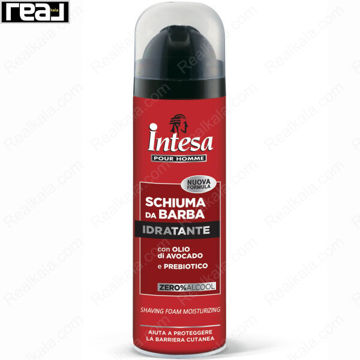 فوم اصلاح مرطوب کننده مردانه اینتسا Moisturizing با روغن آووکادو و پری‌بیوتیک حجم 300 میل