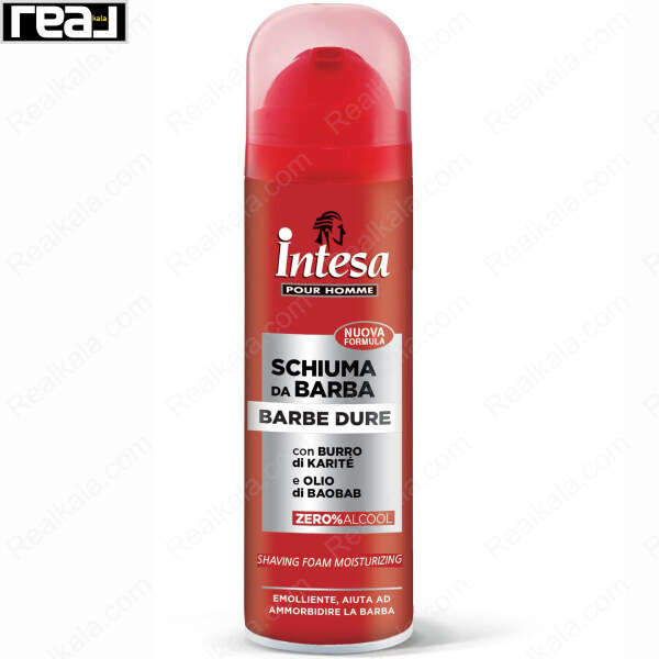فوم اصلاح مردانه اینتسا Barbe Dure مخصوص ریش زبر با شی باتر و روغن بائوباب حجم 300 میل