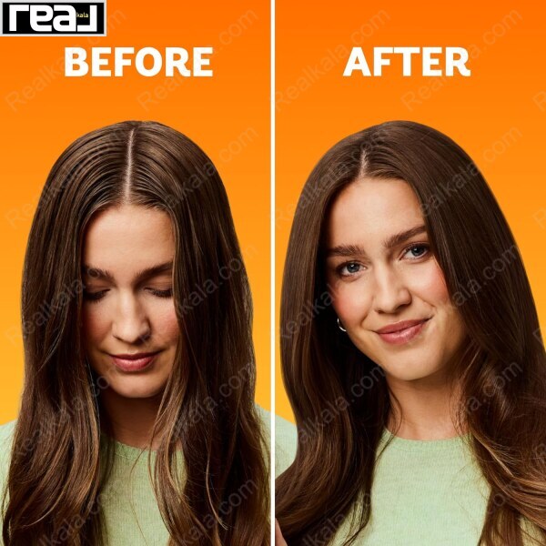 نمایش نتیجه قبل و بعد از استفاده شامپوی خشک باتیست برای تمیزی ظاهری و طراوت مو