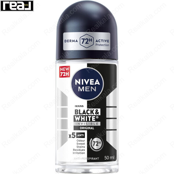 رول ضد تعریق مردانه نیوا Black & White Invisible Original حجم 50 میل با محافظت 72 ساعته و فرمول ضد لک