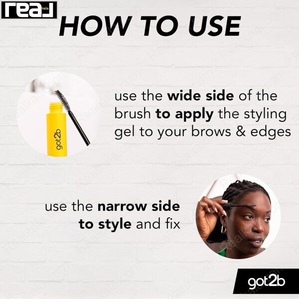 اینفوگرافیک روش استفاده از برس ژل got2b با تصویر محصول و متن راهنما روی پس‌زمینه روشن