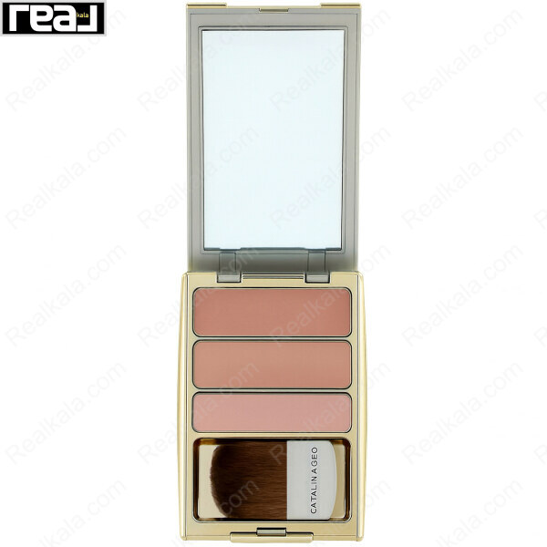 پالت رژگونه سه رنگ جیو شماره 8 با تناژ هلویی رز و نود گرم