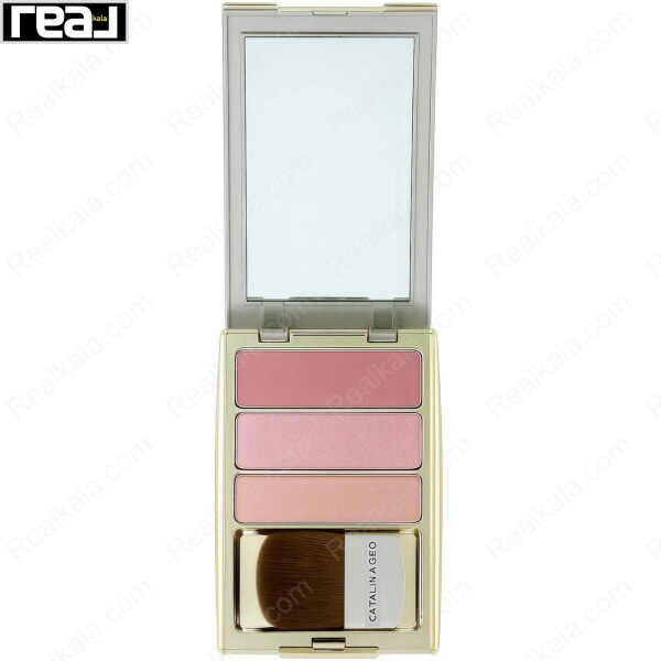 پالت رژگونه سه رنگ جیو شماره 7 با تناژ رز گرم و صورتی یاسی شاین‌دار