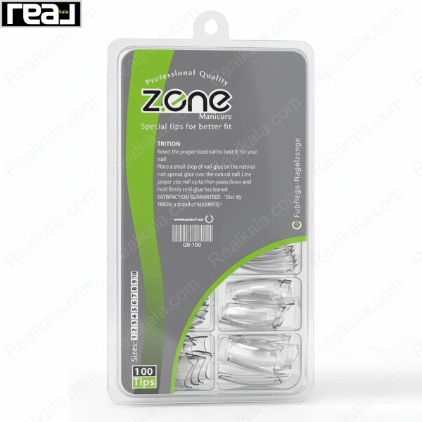 تیپ ناخن زد وان مدل GN-100 شفاف مناسب کاشت شیشه‌ای و طراحی ناخن حرفه‌ای
