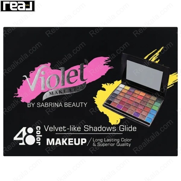 جعبه پالت سایه ویولت Sabrina Beauty مدل Velvet‑Like Shadows Glide با طراحی مشکی و مشخصات محصول