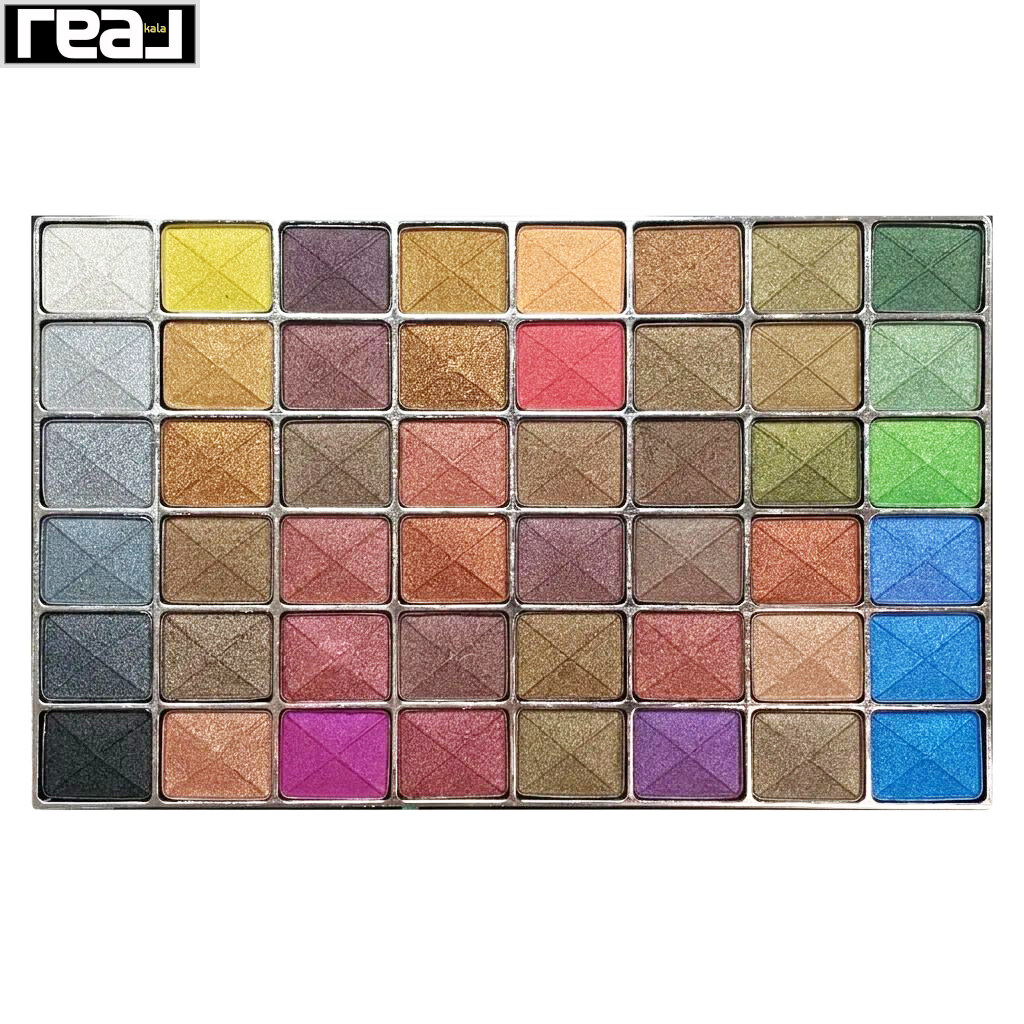 نمای نزدیک رنگهای پالت سایه چشم ویولت مدل Velvet‑Like Shadow Glide شامل 48 رنگ متنوع با طیف کامل رنگی