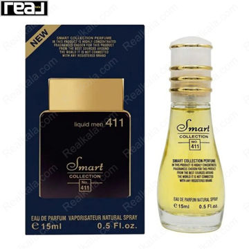 بطری اسمارت کالکشن کد 411 با تصویر عطر سی کی ایفوریا گلد مردانه روی جعبه