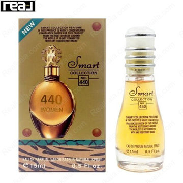 بطری اسمارت کالکشن کد 440 با تصویر عطر روبرتو کاوالی گلد زنانه روی جعبه