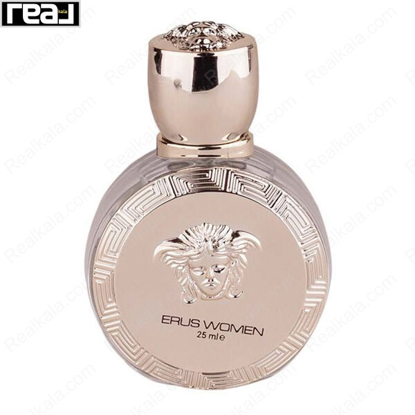 بطری عطر اسکوپ مدل Erus Women با شیشه گرد رزگلد، طرح برجسته کلاسیک و درب فلزی براق حجم 25 میل