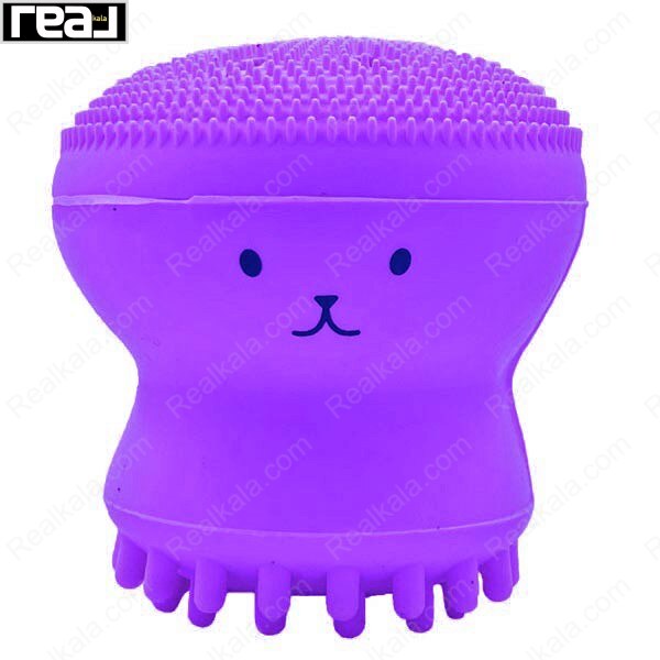 برس شستشوی صورت سیلیکونی طرح اختاپوس رنگ بنفش