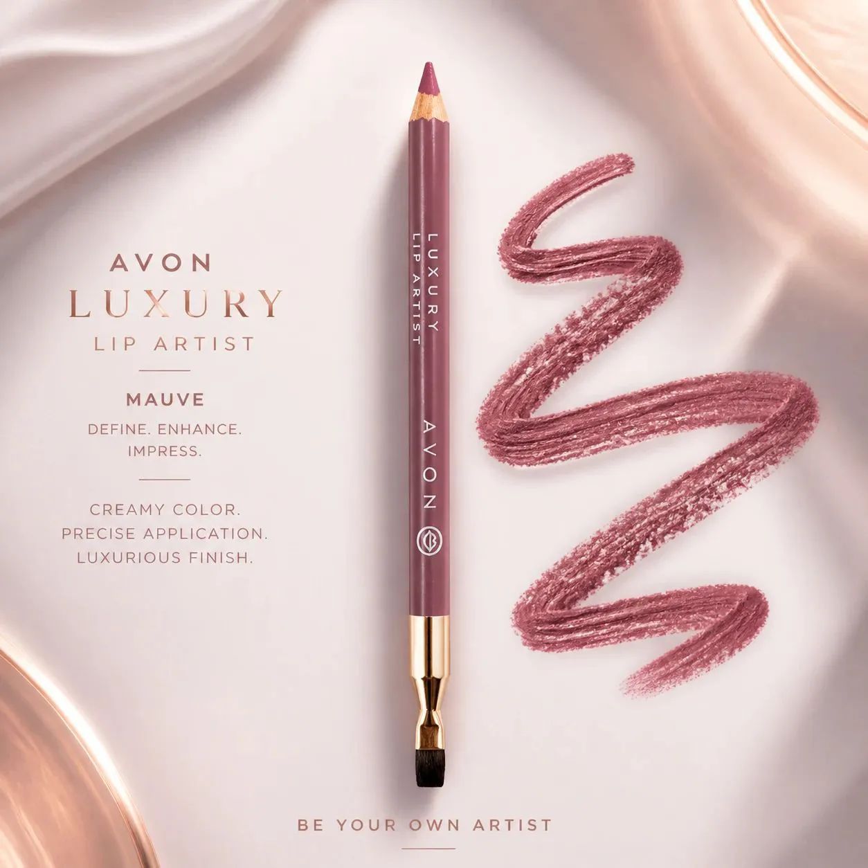 مداد لب AVON Luxury Lip Artist رنگ Mauve با نوک مووی 
