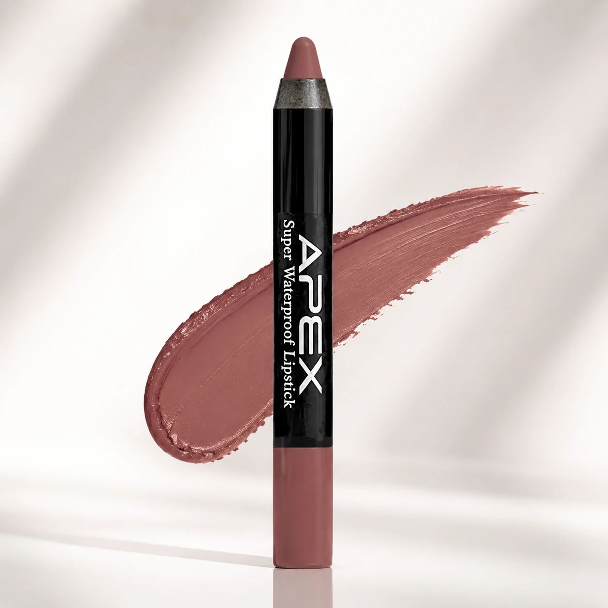 رژ لب مدادی APEX Super Waterproof Lipstick رنگ قهوه‌ای مایل به رز با نوک نرم و مات