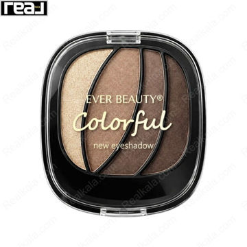 سایه چشم EVER BEAUTY Colorful New Eyeshadow شماره 01 شامل چهار رنگ طلایی روشن براق، بژ طلایی، قهوه‌ای تاپی و قهوه‌ای شکلاتی تیره