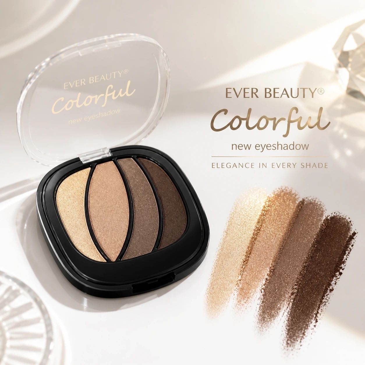 سایه چشم EVER BEAUTY Colorful شماره 01 با ترکیب رنگ‌های گرم و طلایی، جلوه درخشان و هماهنگ برای آرایش‌های نچرال تا مجلسی با حس لطافت