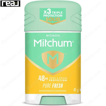 استیک ضد تعریق زنانه میچام مدل Pure Fresh با بسته‌بندی سبز و زرد وزن 41 گرم