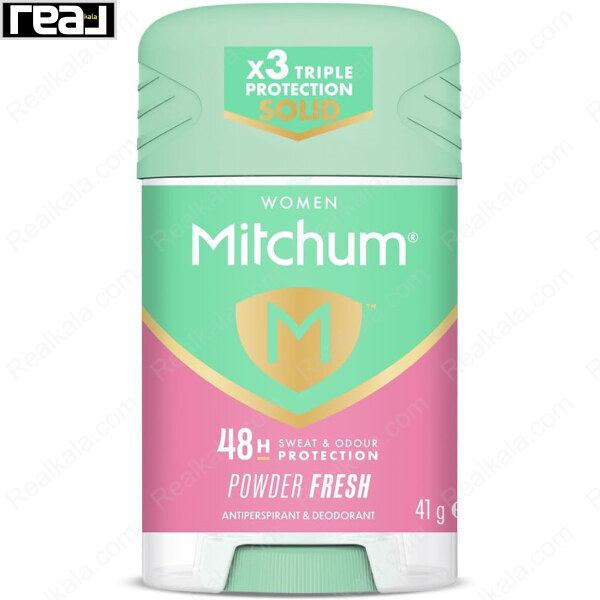 استیک ضد تعریق زنانه میچام مدل Powder Fresh با بسته‌بندی صورتی و سبز وزن 41 گرم