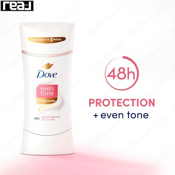 استیک ضد تعریق داو مدل Even Tone با رایحه شکوفه هلو و نیاسینامید