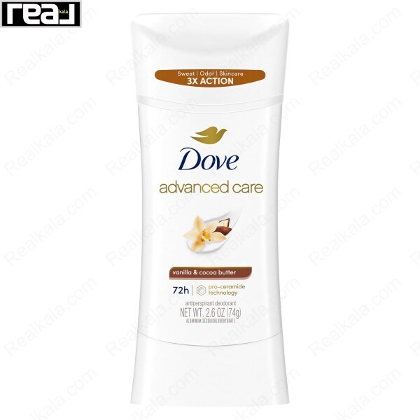 استیک ضد تعریق داو Advanced Care مدل Vanilla and Cocoa Butter حجم 74 گرم