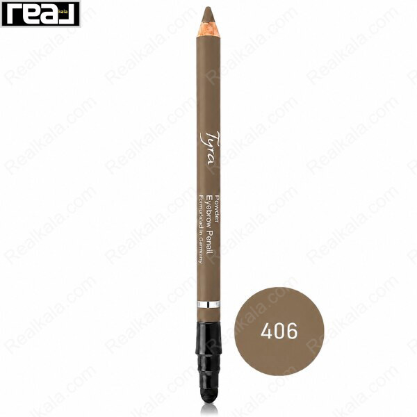 مداد ابرو پودری تایرا شماره 406 رنگ قهوه‌ای متوسط با ته‌مایه زیتونی
