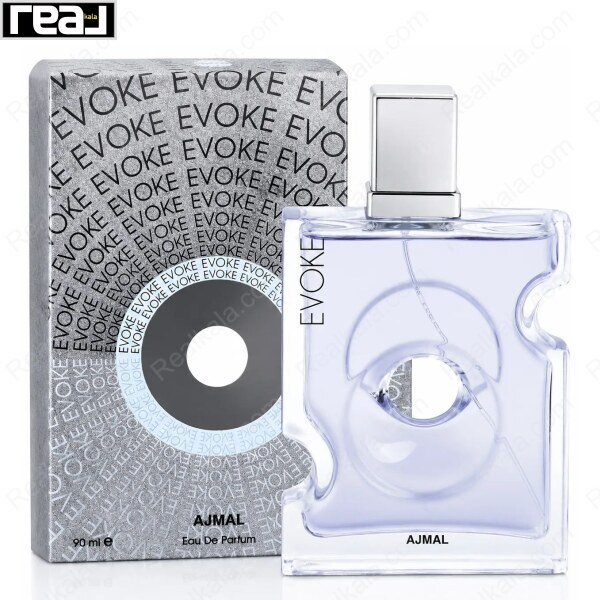 عطر مردانه Ajmal Evoke Eau de Parfum 90ml به همراه جعبه نقره‌ای، رایحه‌ای مدرن و شیک مناسب استفاده روزانه و رسمی