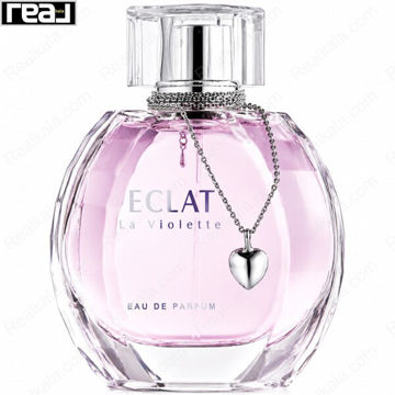 بطری شفاف ادکلن ECLAT La Violette زنانه Fragrance World با مایع بنفش و آویز قلب