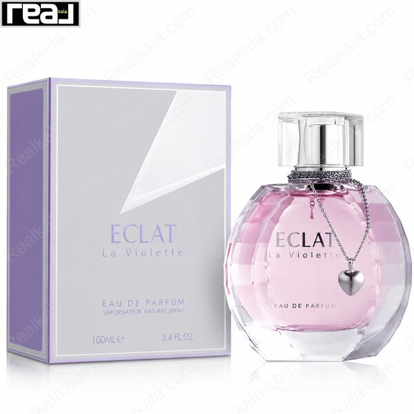 بسته‌بندی بنفش و هندسی ادکلن ECLAT La Violette زنانه Fragrance World همراه با بطری