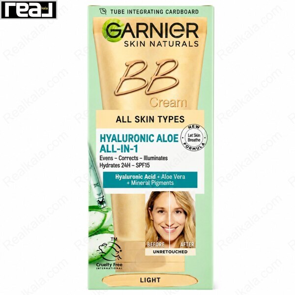 جعبه بی بی کرم گارنیر Classic Light مدل Hyaluronic Aloe All-in-1 با SPF 15