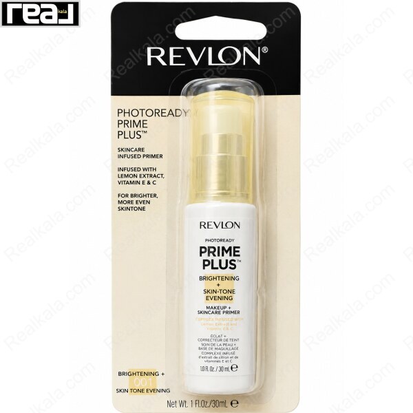 بسته بندی پرایمر صورت رولوشن مدل Photoready Prime Plus شماره 001 با قابلیت روشن کنندگی و یکنواخت سازی رنگ پوست