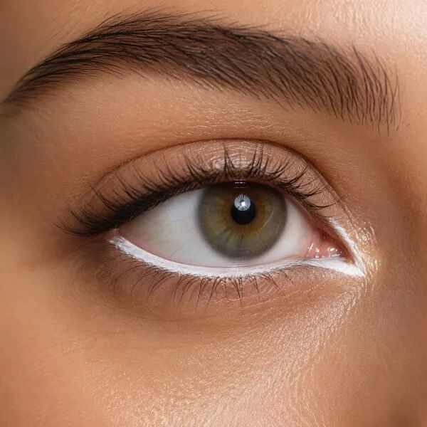 نمایش تست رنگ و نحوه استفاده خط چشم ژلی سفید یورن La Forme در داخل چشم