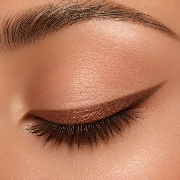 تست رنگ خط چشم ژلی قهوه‌ای یورن مدل La Forme روی پلک