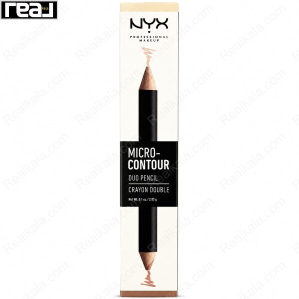 بسته‌بندی جلویی مداد NYX Professional Makeup Micro-Contour Duo 01 Light با تصویر مداد و وزن 2.83g
