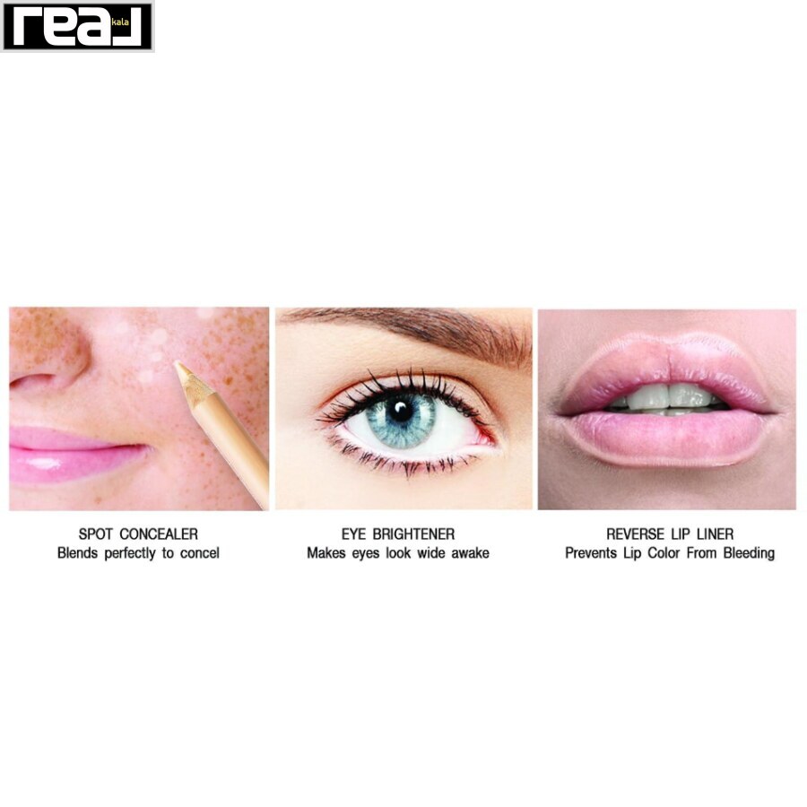 راهنمای استفاده از مداد NYX Wonder 01 Light برای پوشاندن نقطه‌ای، روشن‌تر نشان‌دادن چشم و مرتب‌کردن خط لب