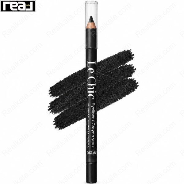 مداد چشم ضدآب لچیک شماره 210 با رنگ مشکی کلاسیک مات، فرمولاسیون نرم و مغذی حاوی ویتامین E و روغن جوجوبا