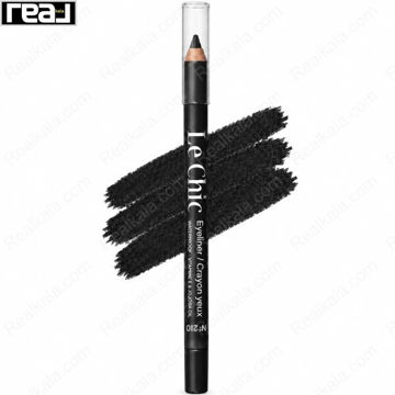 مداد چشم ضدآب لچیک شماره 210 با رنگ مشکی کلاسیک مات، فرمولاسیون نرم و مغذی حاوی ویتامین E و روغن جوجوبا