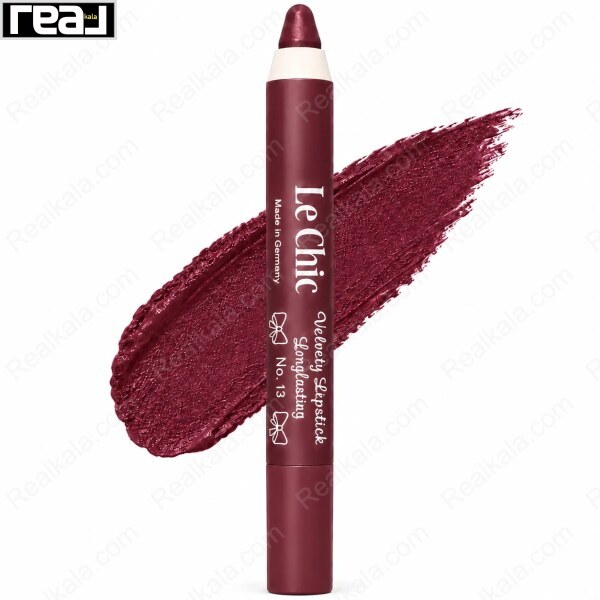رژ لب مدادی لچیک شماره 13 رنگ شرابی زرشکی عمیق و مخملی