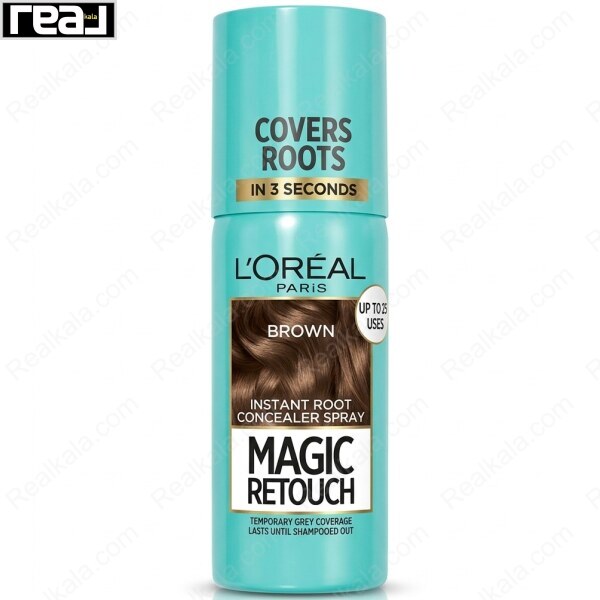 اسپری کانسیلر ریشه مو لورال Magic Retouch رنگ Brown با پوشش فوری