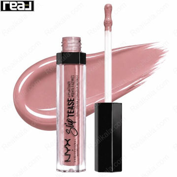 نمای جلوی محفظه چندضلعی رژ لب مایع براق نیکس مدل Slip Tease Lip Lacquer شماره 13 شید First Date